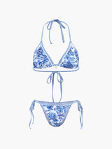Baskılı Halter Düğümlü Bikini Takımı