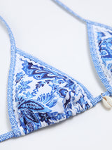 Baskılı Halter Düğümlü Bikini Takımı
