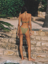 Tropikal Desenli Yan Bağlamalı Bikini Takımı