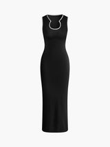Slim Fit Kontrast Bağlamalı Kazak Elbise
