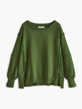 Düz Pamuklu Yırtık Sweat