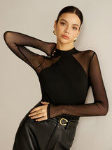 Şeffaf Uzun Kollu Jersey Üst