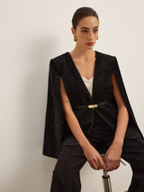 Kadife Kuşaklı Pelerin