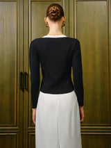 3D Çiçek Kontrastlı Örgü Üst