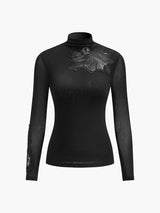 Yarı Şeffaf Dosya Çiçekli Slim Jersey Üst