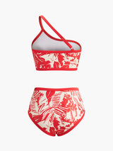 Tek Omuzlu Tropikal Baskılı Bikini Takımı