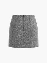 Dokulu Tweed Fermuarlı Etek