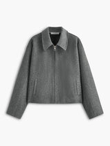 Düz Fermuarlı Tweed Ceket
