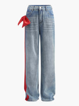 Orta Bel Fiyonklu Kot Pantolon