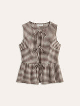 Pötikareli Önden Bağlamalı Peplum Üst