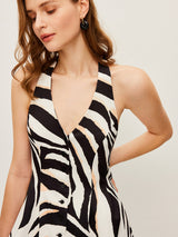 Zebra Desenli Askılı Üst