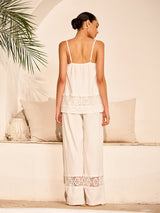 Dantel Panelli Pamuklu Pantolon Takımı