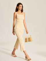 Gingham Desenli Pantolon Takımı