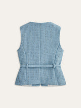 Tweed Kolsuz Kemerli Yelek