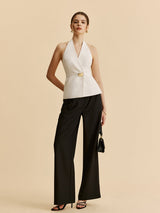 Cepli Halter Sarılı Blazer Üst