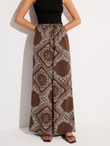 Paisley Desenli Cepli Geniş Paça Pantolon