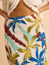 Tropikal Desenli Uzun Etek