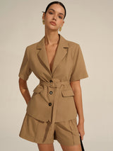 Kısa Kollu Kemerli Blazer