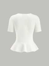 Fiyonklu Peplum Örgü Üst