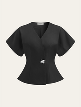 V Yaka Peplum Üst