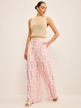 Boho Keten Görünümlü Geniş Paça Pantolon