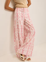 Boho Keten Görünümlü Geniş Paça Pantolon