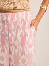 Boho Keten Görünümlü Geniş Paça Pantolon