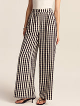 Gingham Geniş Paça Pantolon