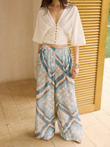 Boho Baskılı Geniş Paça Pantolon