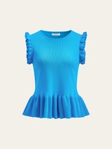 Volanlı Kollu Peplum Etek Örgü Üst