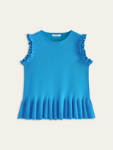 Volanlı Kollu Peplum Etek Örgü Üst