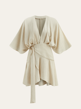 Pamuk Ve Keten Kimono Kol Sarma Elbise