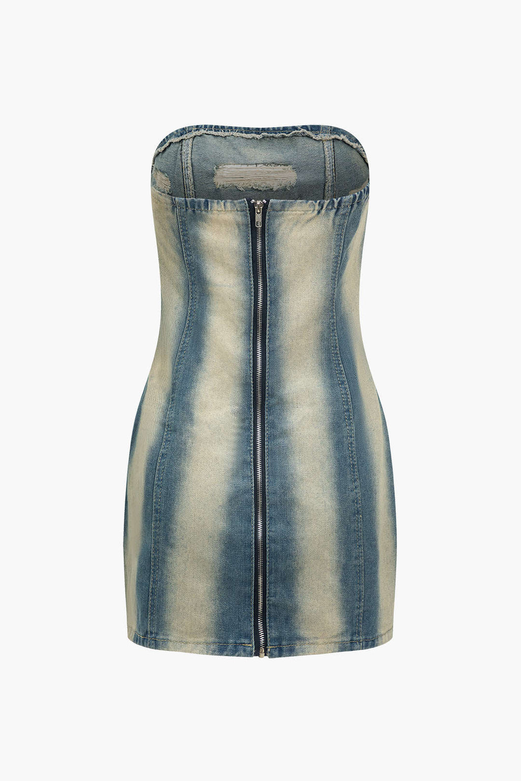 Straplez Denim mini Elbise