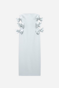 Straplez Fiyonklu Hollow Mini Elbise