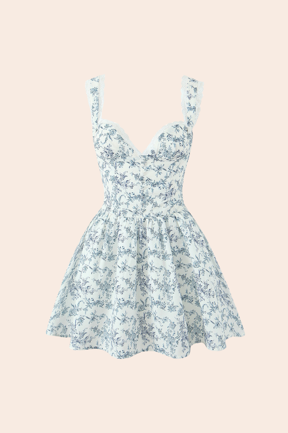 Çiçek Baskılı Sweet Heart Mini Elbise