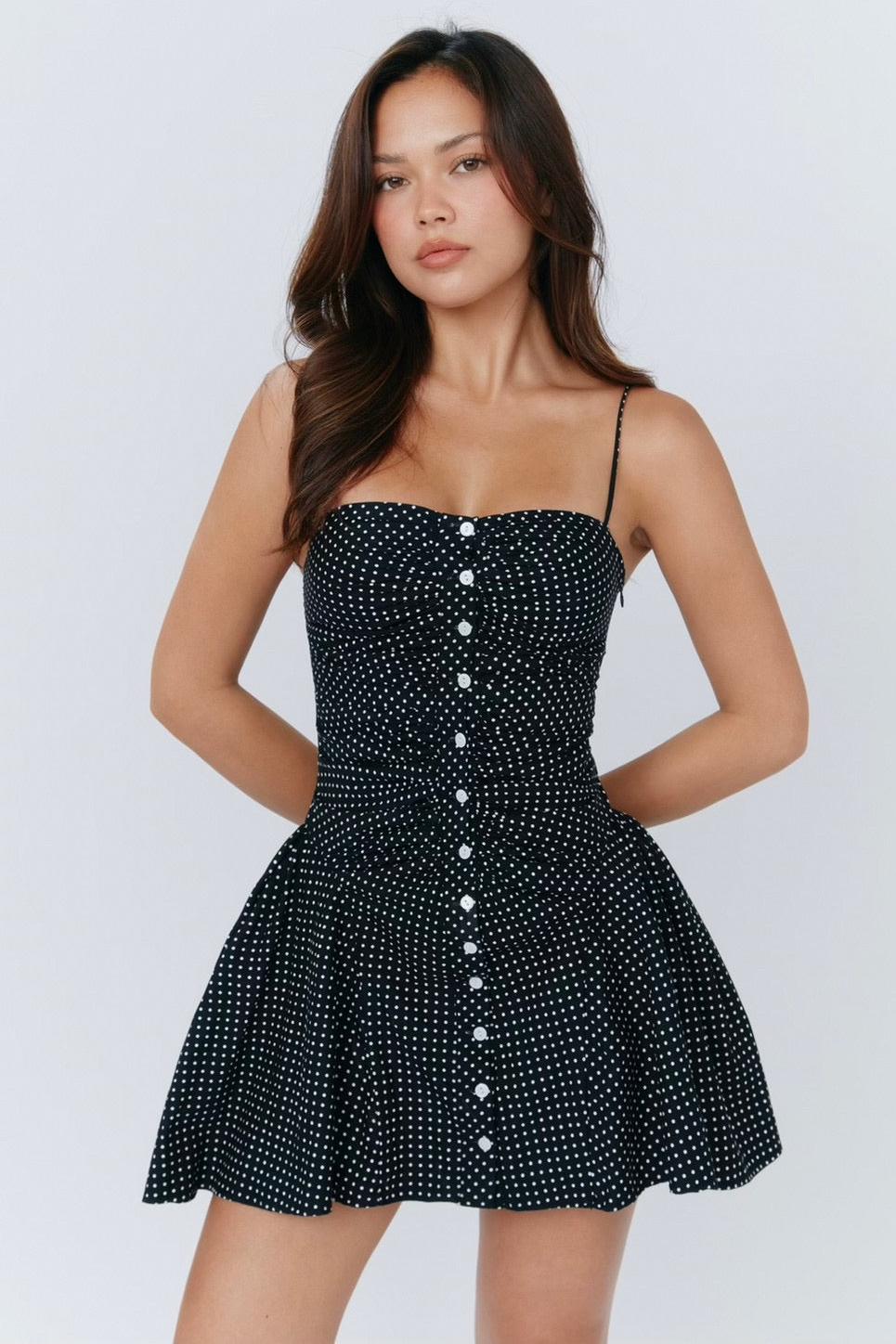 Tess Puantiyeli Cami Mini Elbise