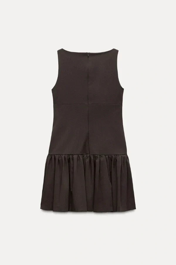 Florence Fiyonklu Fırfırlı Mini Elbise