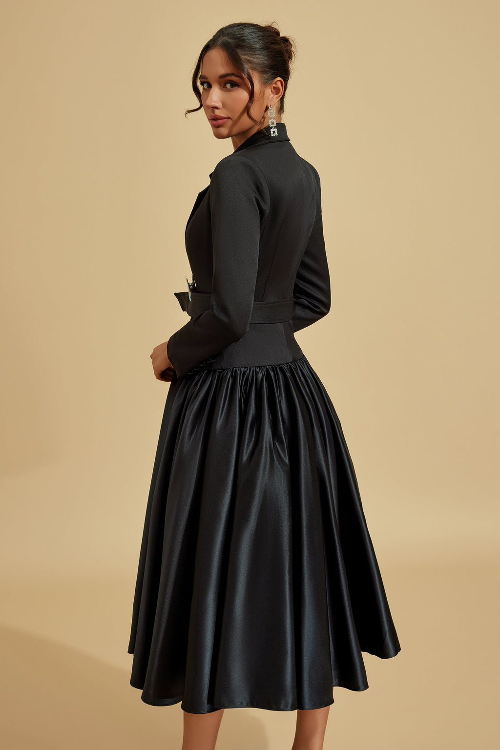 Catherine Noir Blazer Midi Elbise