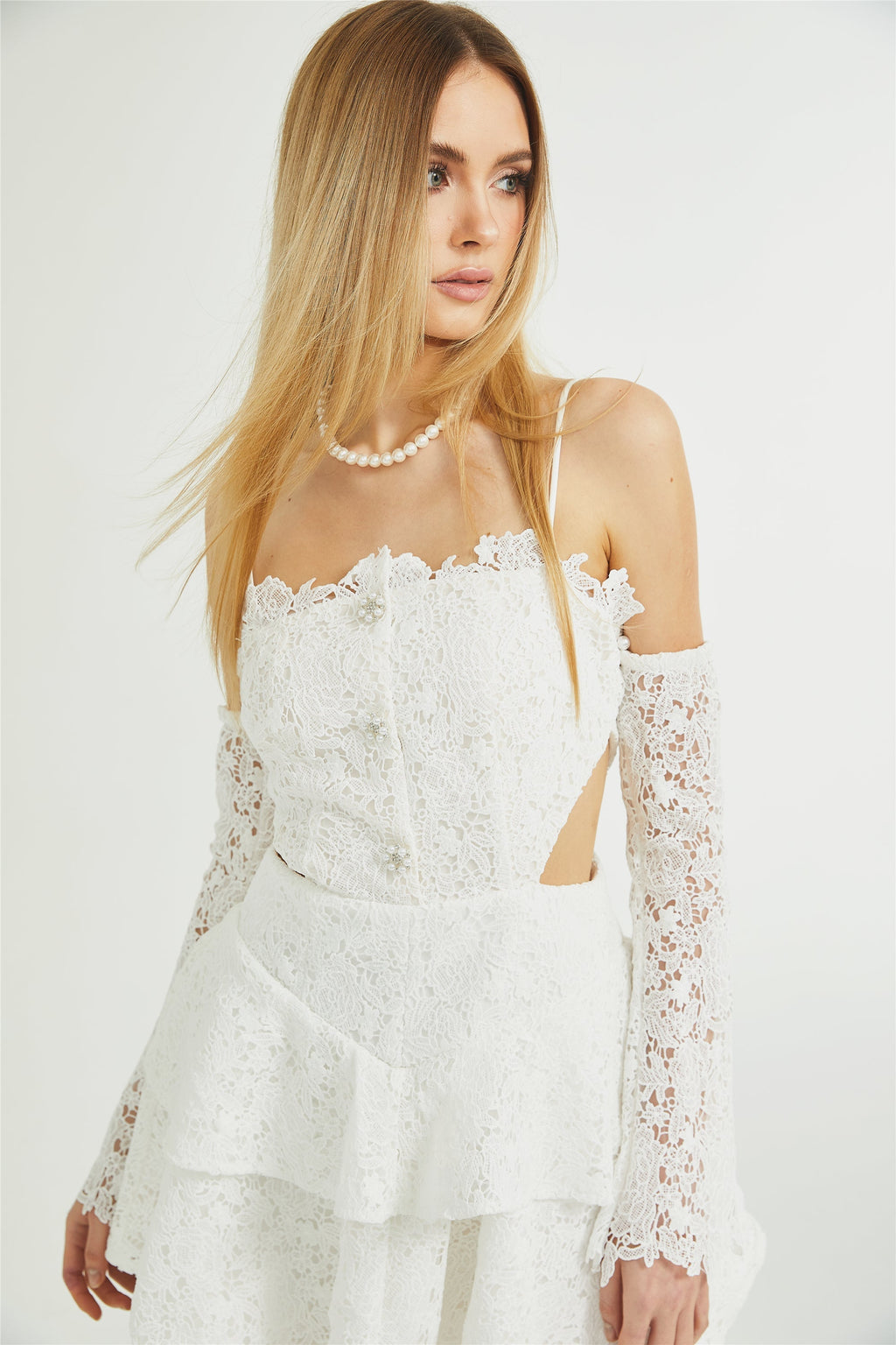 Cyrielle dantel mini elbise