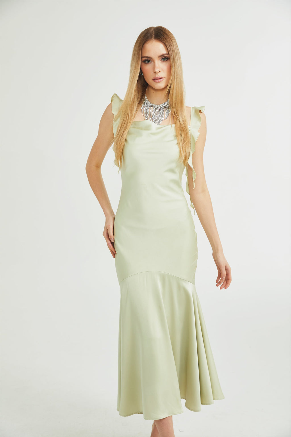Céleste kloş midi elbise