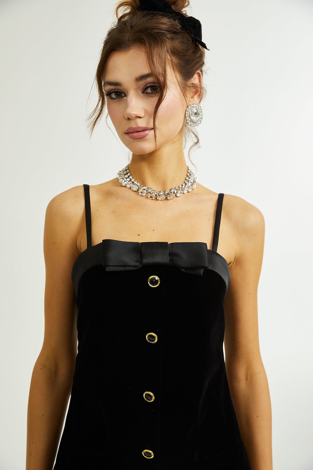 Reeva kadife mini elbise