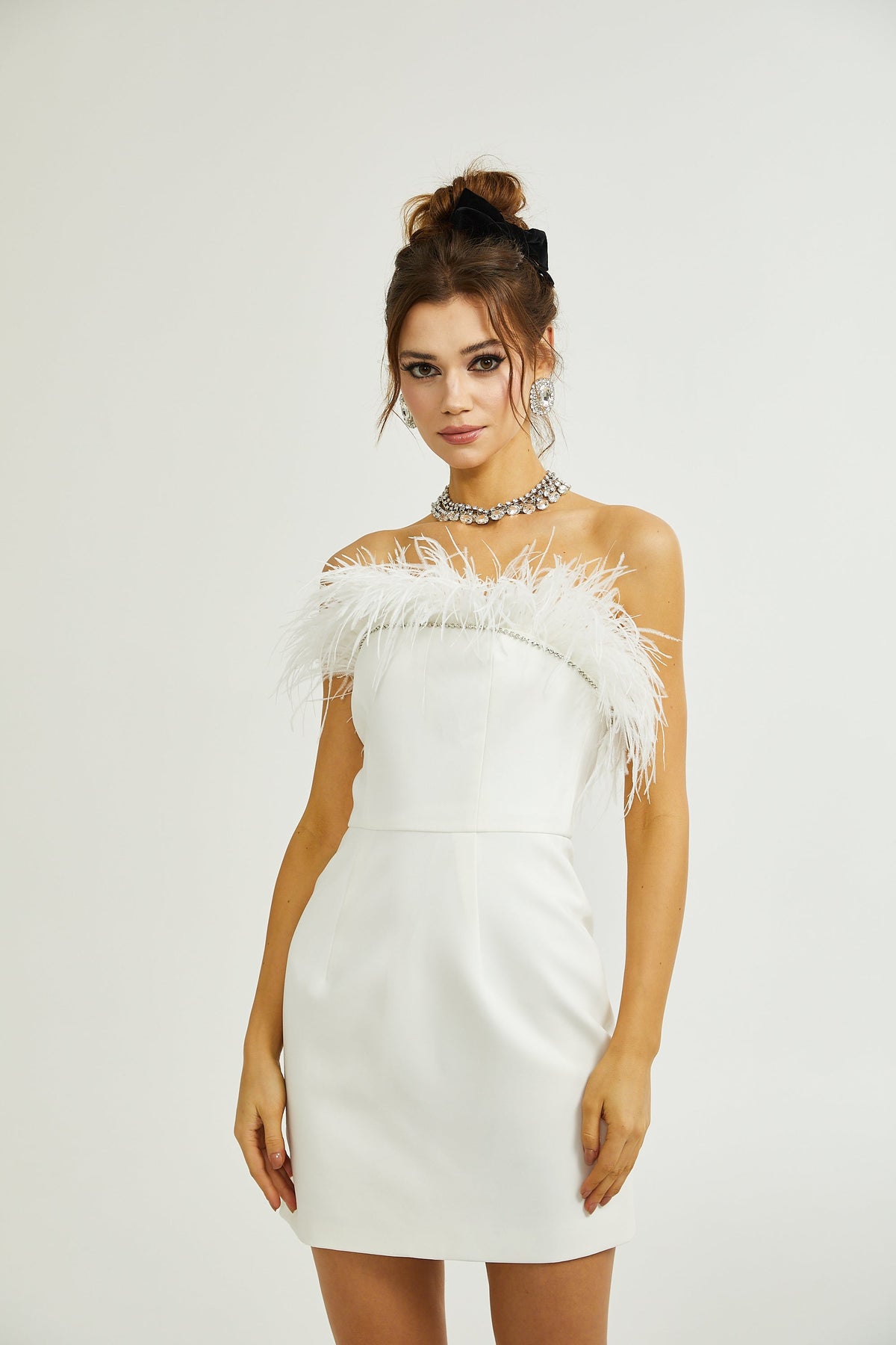 Aria tüy mini elbise