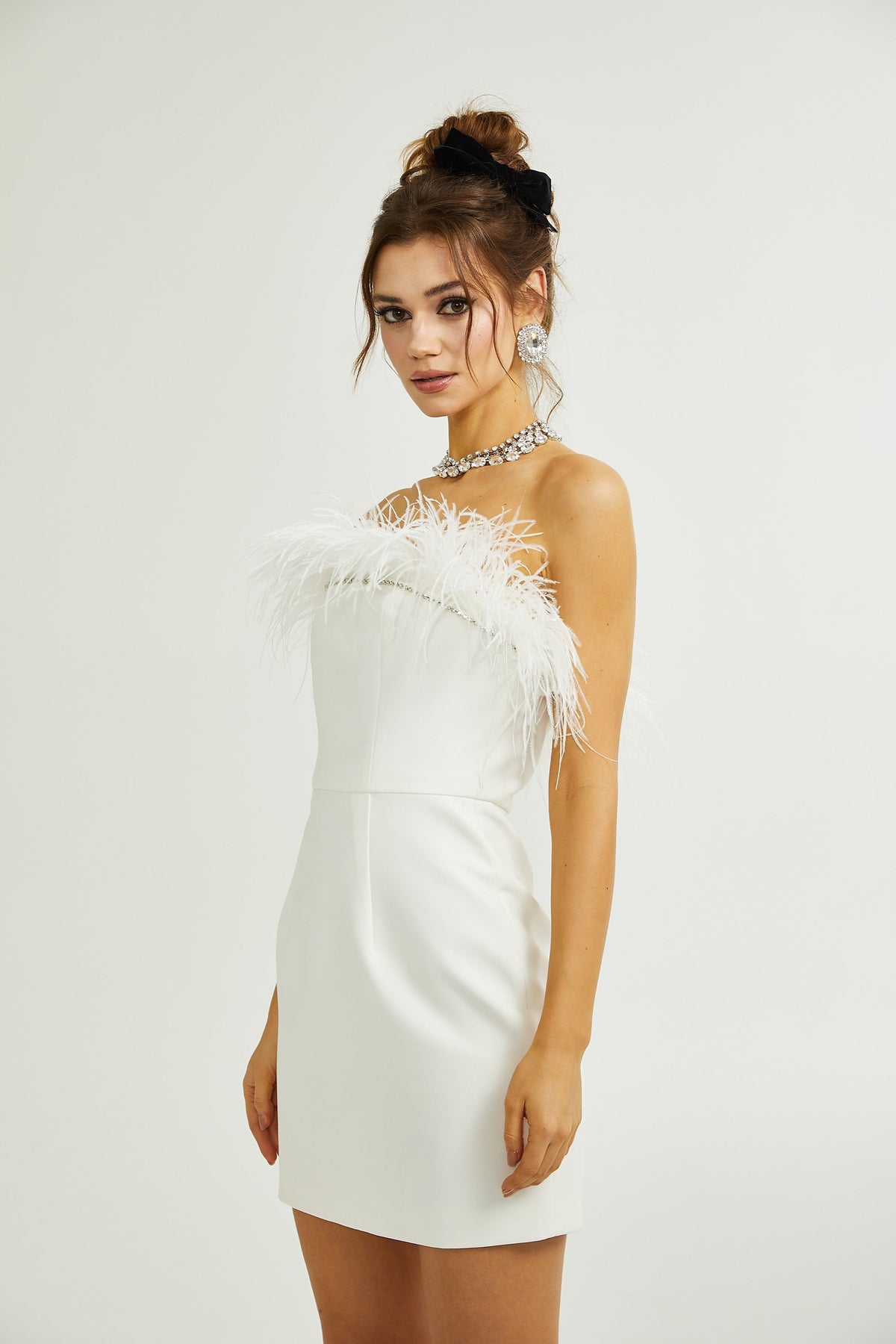 Aria tüy mini elbise