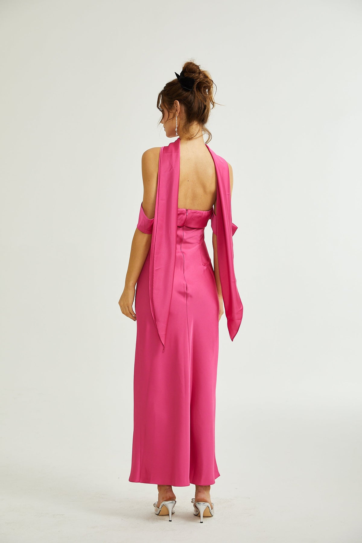 Yasmine saten midi elbise