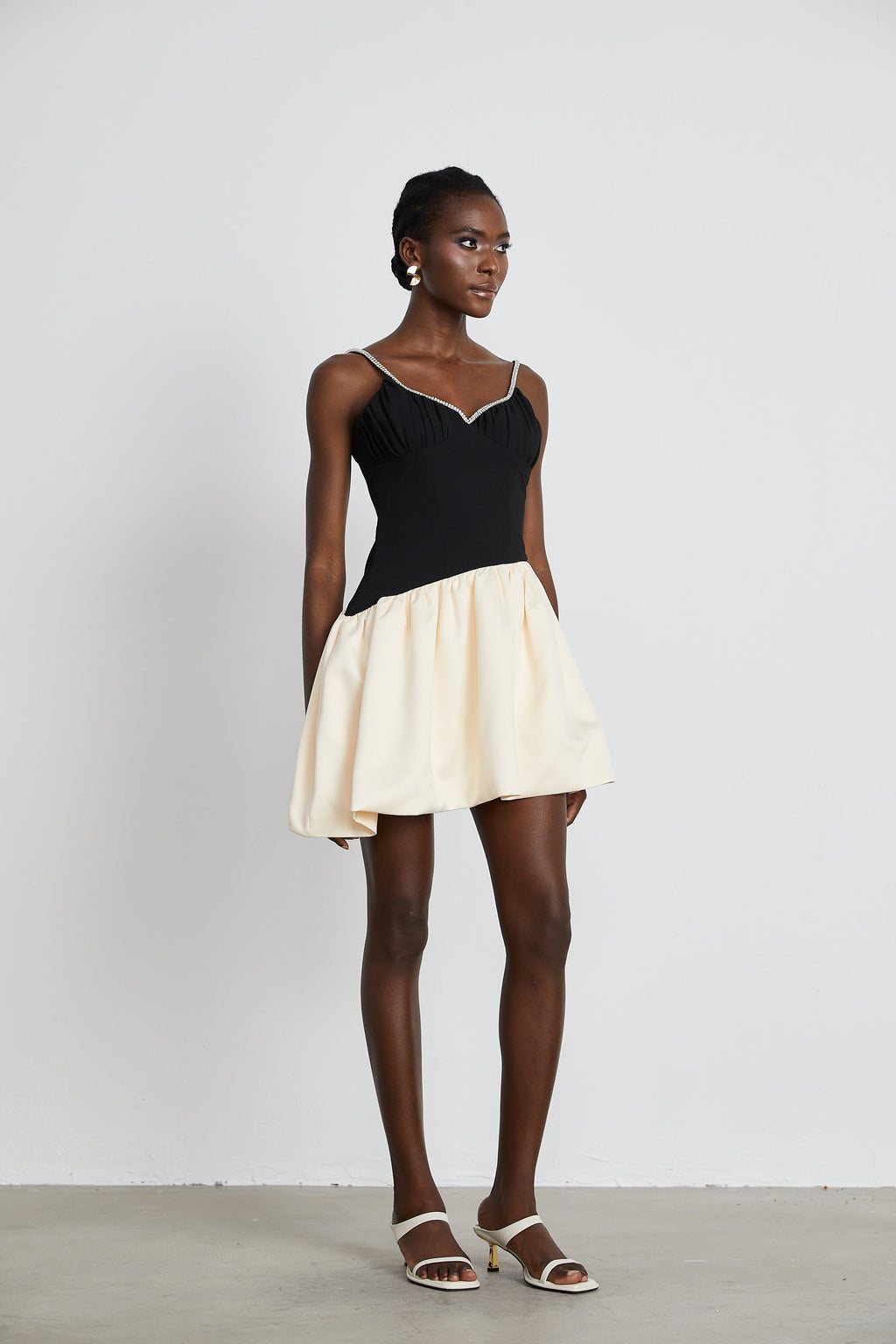Sophie kontrast mini elbise