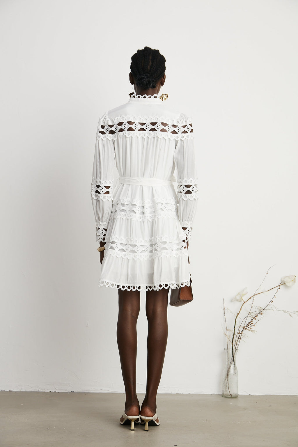 Hélène dekolte mini elbise