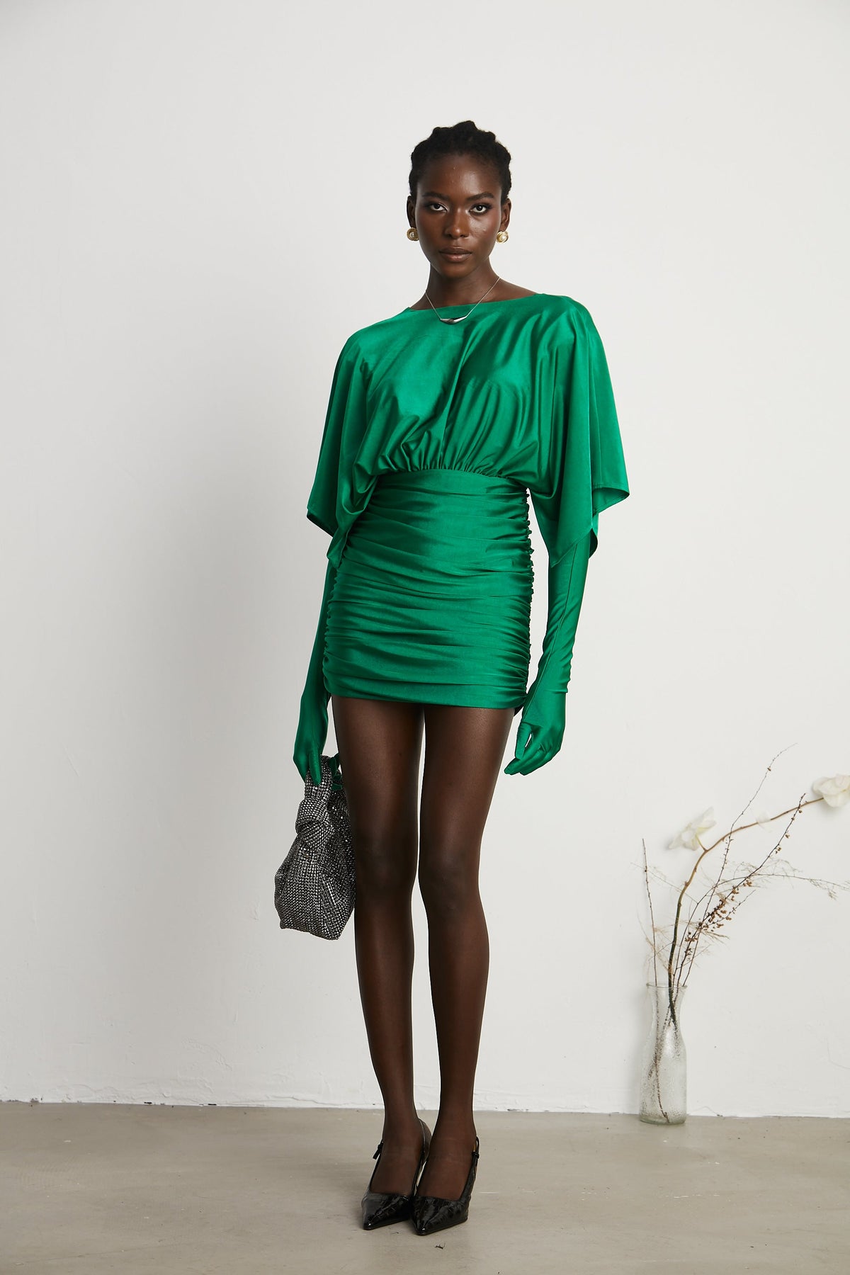 Yvette dantelli mini elbise