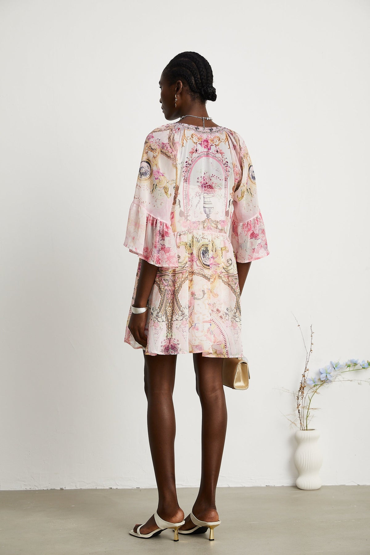 Camille desenli mini elbise