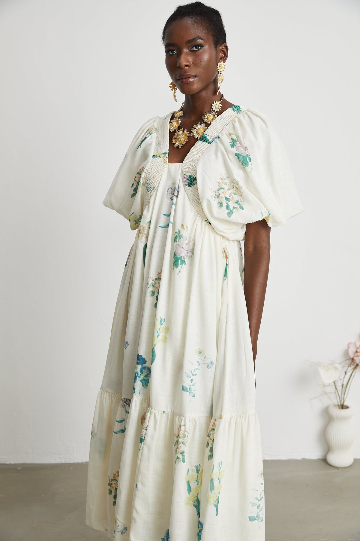 Cyrielle desen midi elbise