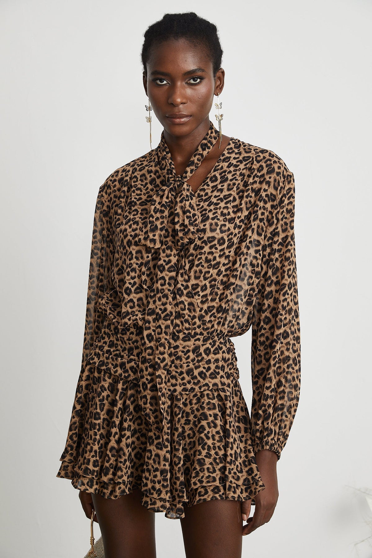 Laurence leopar mini elbise